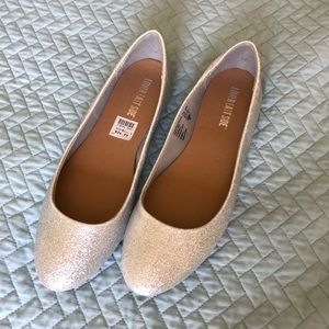 NWT 9.5W silver sparkle ballet flats